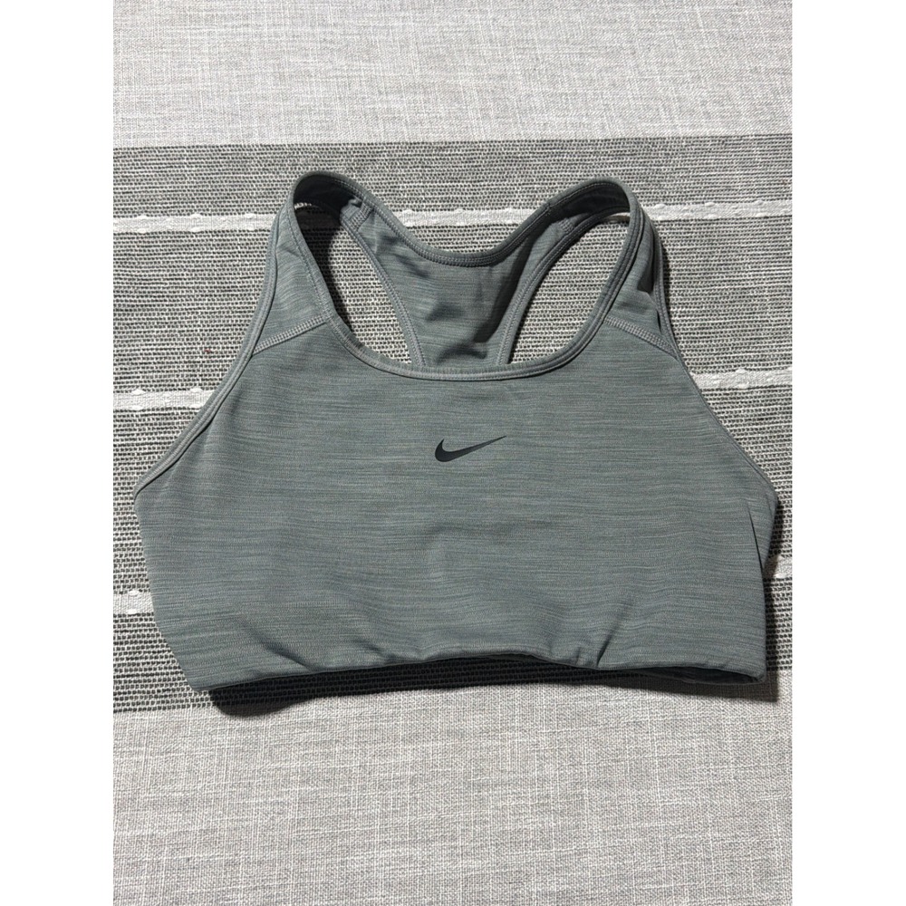 Nike Womens Small‎ Heathered Grey Racerback Compression Sports Bra Swoosh Logo